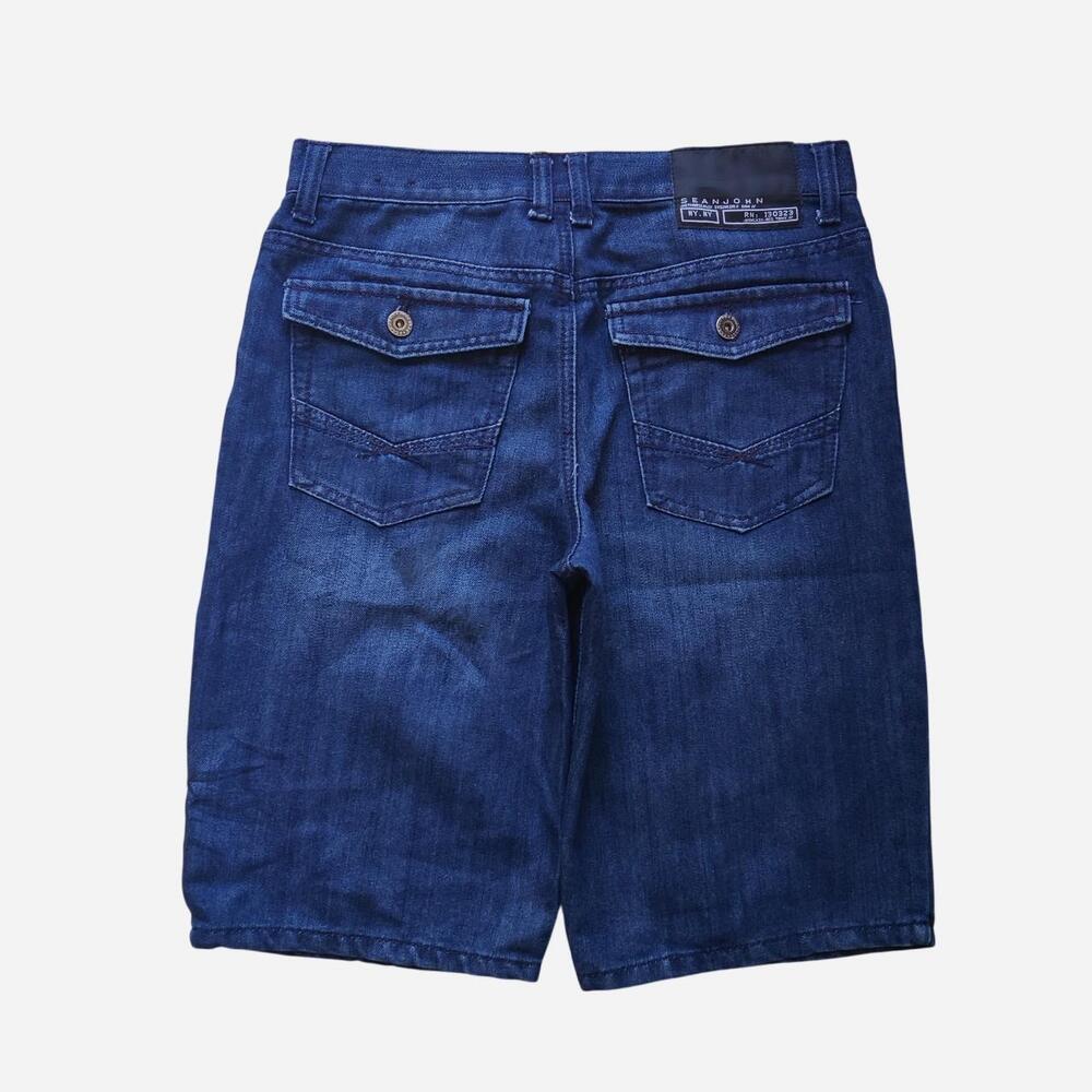Sean John dark blue denim shorts with a relaxed fit